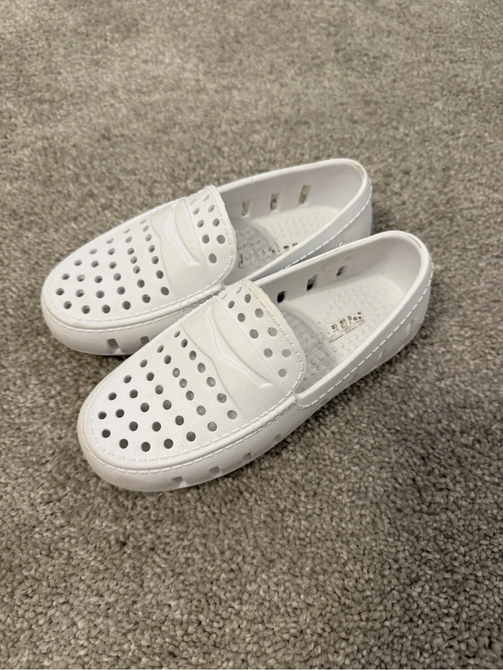 Floaters Kids White Slip-On Perforated Moccasin Loafers